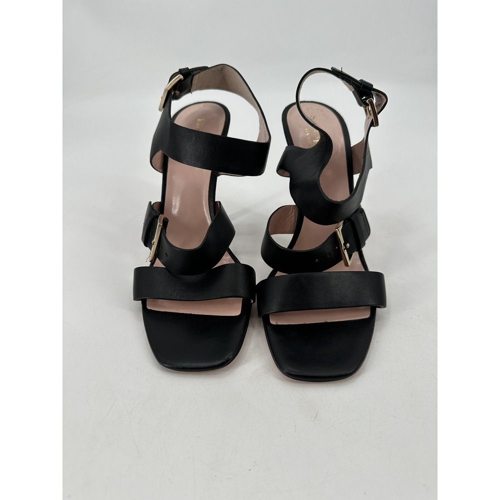 Kate Spade Women's Leather Peep Toe Double Strap Slingback Heels Black Size 9.5B